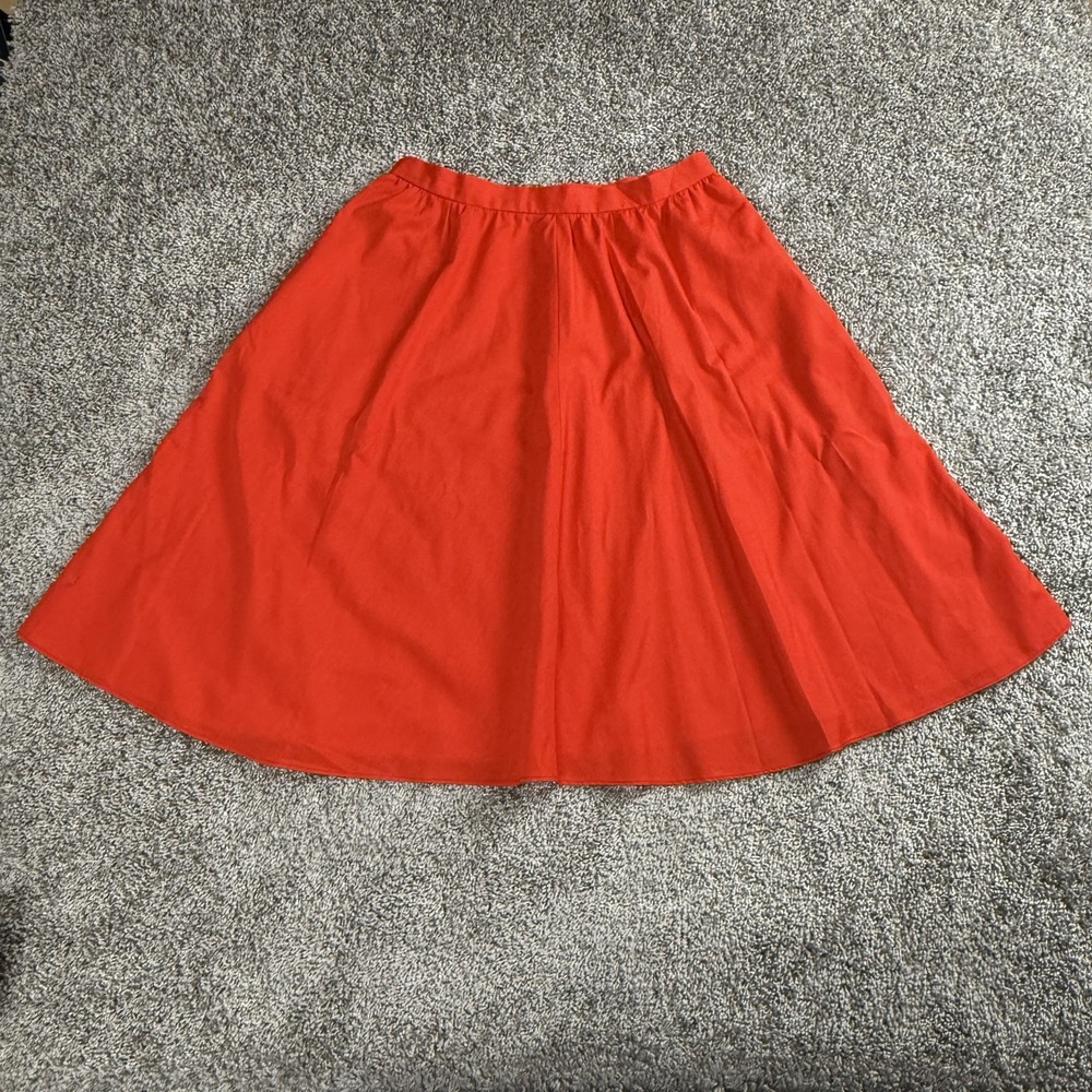VTG‎ Midi Skirt Womens High Waist A Line Flare Medium Red NR1 By Ned Gould Pinup